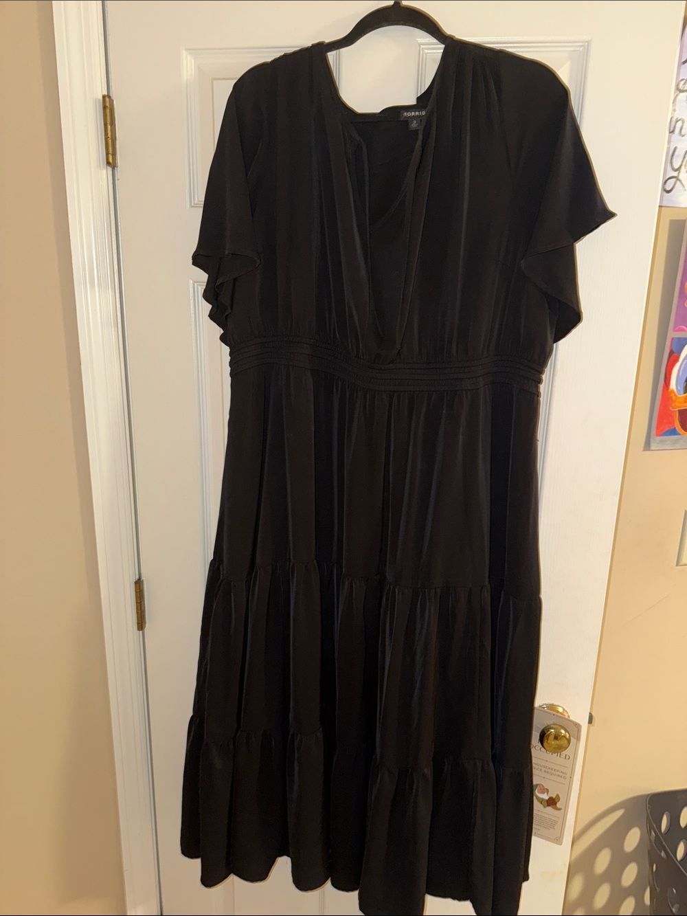 Torrid Black V-Neck Tiered Midi Dress